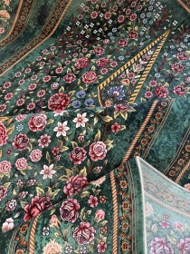 تصویر فرش ماشینی نقشه باغ بهشت سبز مدل 1016 سایز ۱۲ متر 