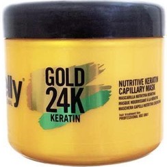 تصویر ماسک ترمیم کننده قوی نلی (Nelly) مدل Gold 24K Keratin حاوی روغن آرگان حجم 500 میلی‌لیتر ماسک مو Gold 24K Keratin آسیب دیده 500 میلی لیتر نلی