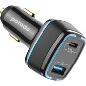 تصویر شارژر فندکی مناسب برای گوشی و لپ تاپ پرودو CAR CHARGER 120W DUAL OUTPUT PORODO 