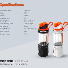 تصویر شیکر قابل حمل Porodo Lifestyle Dual Spin Porodo Lifestyle Dual Spin Clockwise & Reverse Portable Blender