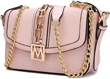 MKF Women's Crossbody Bag – PU Leather Messenger Purse With Chain Strap, Multiple Pockets