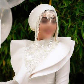تصویر توربان مروارید دوزی عروس کرپ حریر در رنگهای متنوع 