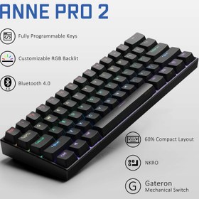 تصویر کیبورد مکانیکال ANNE PRO 2 نور زمینه rgb و سوئچ قهوه ای - ارسال ۲۰ روز کاری 
