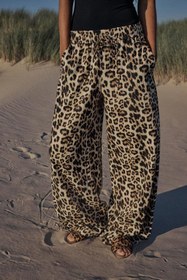 تصویر شلوار LINEN-BLEND ANIMAL-PRINT WIDE-LEG TROUSERS برند زارا 