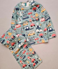 تصویر بلوز و شلوار پسرانه طرح اتوبوس مدرسه 