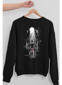 تصویر سویشرت ضخیم مردانه یقه گرد مشکی مدل لونی کابیوی برند rock&roll Lonely Cowboy Black Crew Neck Thick Men's Sweatshirt