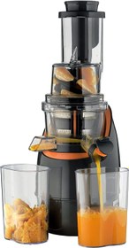 تصویر KENWOOD Slow Juicer Cold Press 200W Juice Extractor with 65mm Wide Feed Tube, 1 Speed + Reverse, Jug, Pulp Container, Anti Drip, Cleaning Brush, Food Pusher/Tamper JMP65.000GO Grey/Orange 