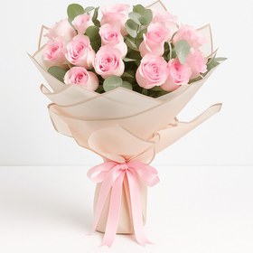 تصویر دسته گل رز صورتی پرشور ۲۰ تایی کد20 (امارات) 