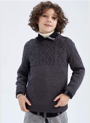 تصویر پولیور با یقه گرد و آستین بلند برای پسران برند Defacto Boy Crew Neck Long Sleeve Tricot Pullover