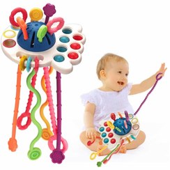 تصویر اسباب بازی Montessori نوزاد برای ۱۸ ماه به بالا، اسباب بازی حسی نوزاد برند SYOSI، اسباب بازی‌های فعالیتی یادگیری زودهنگام، اسباب بازی دندان‌گیر نوزاد برند syosi Baby Montessori Toys for 18M+, SYOSI Baby Sensory Toys Push and Pull String Toys, Early Learning Activity Toys Baby Teether Toys