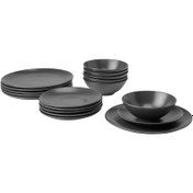 تصویر سرویس غذاخوری ایکیا 18-piece service, matt dark grey