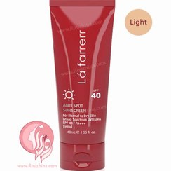 تصویر کرم ضد آفتاب ضد جوش آنتی اسپات SPF 40 لافارر Light اورجینال sunscreen anti spot Cream Anti acne SPF 40 Lafarrerr