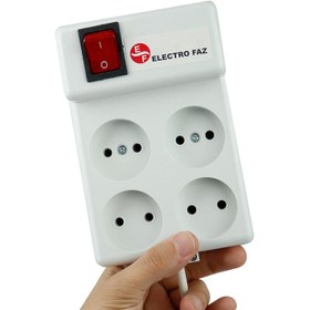 تصویر چند راهی 4 خانه برق الکترو فاز Electro Faz با کابل 3 متری شرینک Electro Faz 3m 4 Way Power Strip