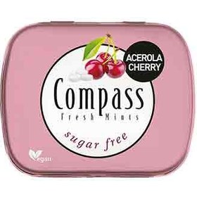 تصویر قرص خوشبو کننده دهان آلمانی کامپس Compass acerpla cherry بدون قند با طعم گیلاس جعبه فلزی 50 عددی 