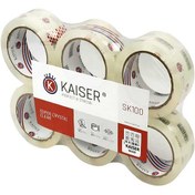 تصویر چسب پهن هفت سانتی 50 یارد 45 میکرون کایزر SK100 بسته 6 عددی Kaiser Wide Cristal Clear Tape 7 cm