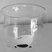 تصویر ماگ دوجداره شیشه ای خرسی زیبا 