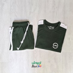 تصویر ست تی شرت و شلوارک مردانه TPC - سفید سبز تی شرت و شلوارک سفید سبز