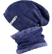 تصویر ست کلاه و شال مردانه طرح بیگ رنگ قرمز 