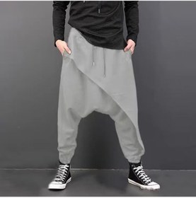 تصویر شلوار هارم مردانه جدید با طراحی کژوال، کراچ پایین، رنگ خاکستری برند generic New Casual Harem Pants Mens Fashion Low Crotch Grey