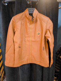 تصویر کت چرم پسرانه عسلی داخل خز مناسب برای نوجوانان زیر 16 سال - سایز 