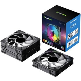 تصویر فن کیس گیم مکس مدل KF300R با نورپردازی ARGB پک سه تایی GameMax KF300R ARGB Black 12*12 Case Fan