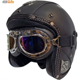 تصویر کلاه کاسکت وسپایی چرم مشکی KAVAN KABITA burgundy leather vespa helmet