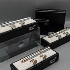تصویر ست کادویی خودکار و دکمه سردست مون بلان mont blanc surprise package