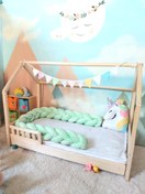 تصویر بامپر بافت سه رشته ای سبز روشن – عرض ۲۰ سانتی‌متر Triple Braided Crib Bumper – light green Color, 20cm Width