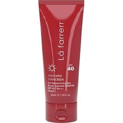 تصویر کرم ضد آفتاب و ضدلک رنگ تیره مناسب پوست خشک SPF40 لافارر 