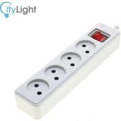 تصویر پریز 4 خانه بدون ارت مدل پارس بهداد الکتریک چند راهی و رابط با کابل و کلید (سیم سیار)