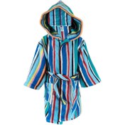 تصویر حوله پالتویی کودک ماندگار طرح راه راه نخ رینگ صادراتی سایز 70 