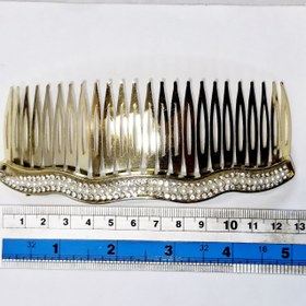 تصویر شانه زلف طلایی نگین دار 13 سانت 