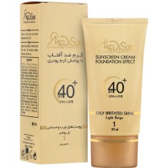 تصویر کرم ضد آفتاب کرم پودری پوست چرب SPF40 (بژ روشن) مدیسان_Sunscreen Cream Foundation Effect SPF40 For All Skin Types 