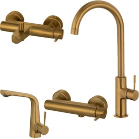 تصویر ست شیرآلات البرز روز مدل رومانیا رنگ کروم و مشکی 