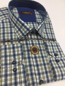 تصویر پیراهن چهارخانه مردانه،آستین بلند، آرو با برند کاردینال Men's plaid shirt, long sleeve, Aro with Cardinal brand