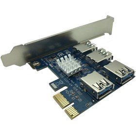 تصویر کارت تبدیل PCI-E به 4 پورت USB3.0 مخصوص اتصال رایزر گرافیگ ا PCI-E 1 to 4 Ports PCI Express PCI-E 1 to 4 Ports PCI Express