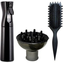 تصویر پک ۳ عددی اکسسوری موی فر شامل برس باونس کرل و دیفیوزر 