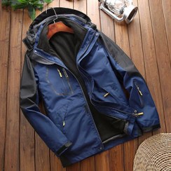 تصویر کاپشن دوپوش دولایه گورتکس کد 1201 - سورمه اي / 2XL 