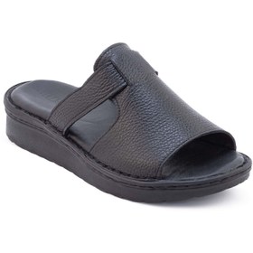 تصویر دمپایی زنانه چرمی شیما مدل کمند رنگ مشکی 