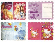 تصویر کارت دعوت تولد طرح کارتونی دخترانه 