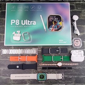 تصویر پک ساعت هوشمند p8 ultra همراه با ایرپادپرو،ساعت زنانه و قلم لمسی P8 Ultra SMART WATCH