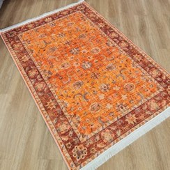 تصویر فرش چاپی هازان ترک طرح سنتی نارنجی (پس کرایه) - سایز: 1 در 1.5 متر 