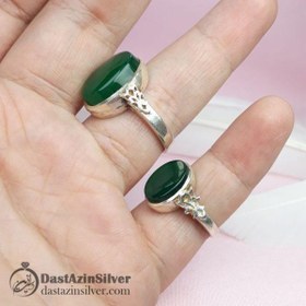 تصویر انگشتر نقره ست عقیق سبز 