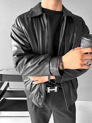 تصویر کاپشن چرم وینتیج 