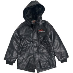 تصویر کاپشن چرم پسرانه خارجی داخل خز سایز 7 تا 9 سال 