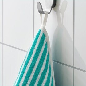 تصویر حوله کلاه دار کودک ایکیا راه راه/سبز 80x80 سانتی متر مدل IKEA RÖRANDE IKEA RÖRANDE Towel with hood striped/green 80x80 cm