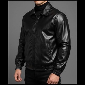 تصویر کاپشن چرم براق 