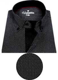 تصویر پیراهن آستین بلند مشکی مردانه با برش کلاسیک و طرح‌دار برند varetta Men's Black Classic Cut Patterned Long Sleeve Shirt