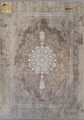 تصویر فرش ماشینی افرند 1200 شانه گل برجسته زمینه صدفی کد 2275 
