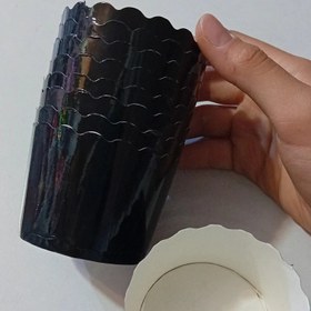 تصویر کاپ کیک گرد لیزری رنگ مشکی پک 10تایی 